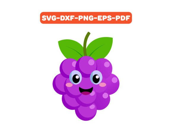 Adorable Cute Smiling Grape SVG for Graphics and Crafts