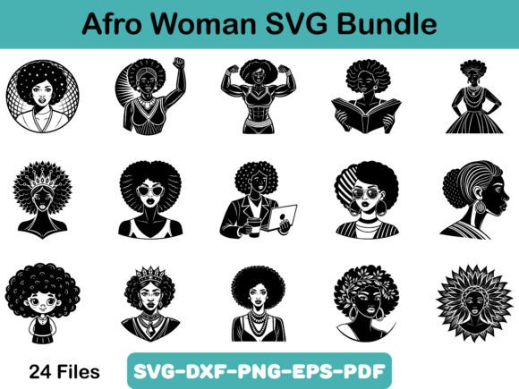 Afro Woman SVG Bundle: A Versatile Graphics Asset for Crafts