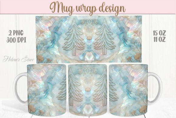 Blue Christmas Mug Wrap for Crafts and Graphics