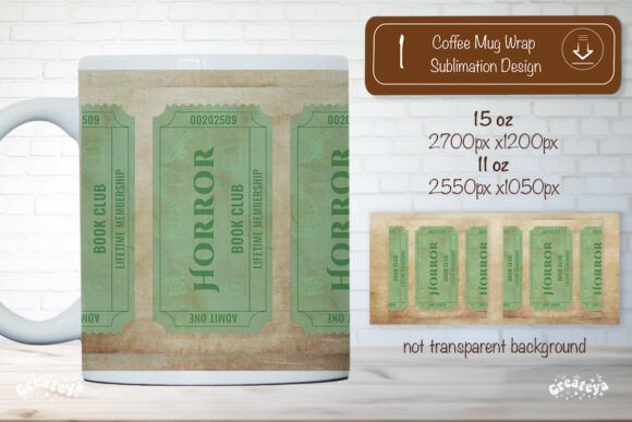 Book Club Ticket Mug Wraps for Embroidery