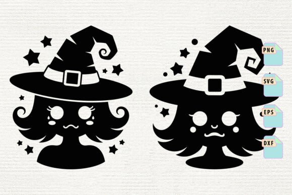 Cute Kawaii Witch in Hat Halloween Svg for Graphics & Crafts