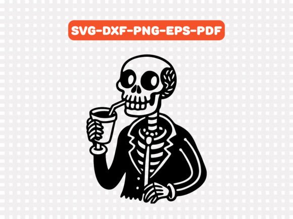 Funny Skeleton Drinking a Coffee SVG for Creative Graphics