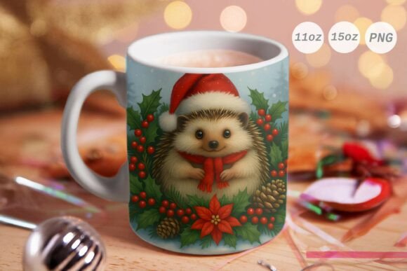Holiday Christmas Mug Wrap 11 15oz PNG for Crafts & Graphics