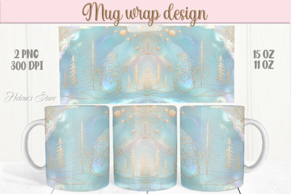 Pastel Christmas Mug Wrap for Crafts and Graphics