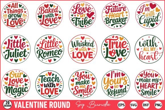 Valentine Round SVG Bundle: Perfect for Creative Crafts and Graphics